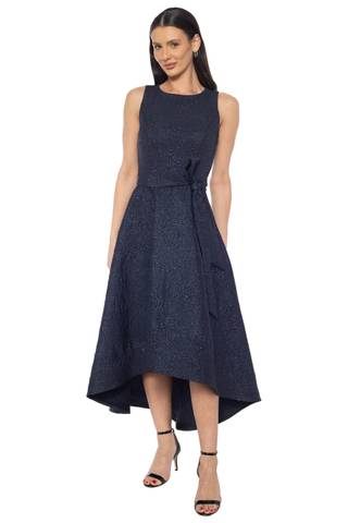 Picture of Poly Jacquard Sleeveless High Low Brocade Dress