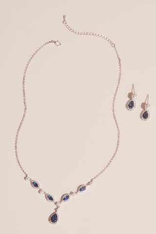 Picture of Cubic Zirconia and Pearl Necklace and Earring Set