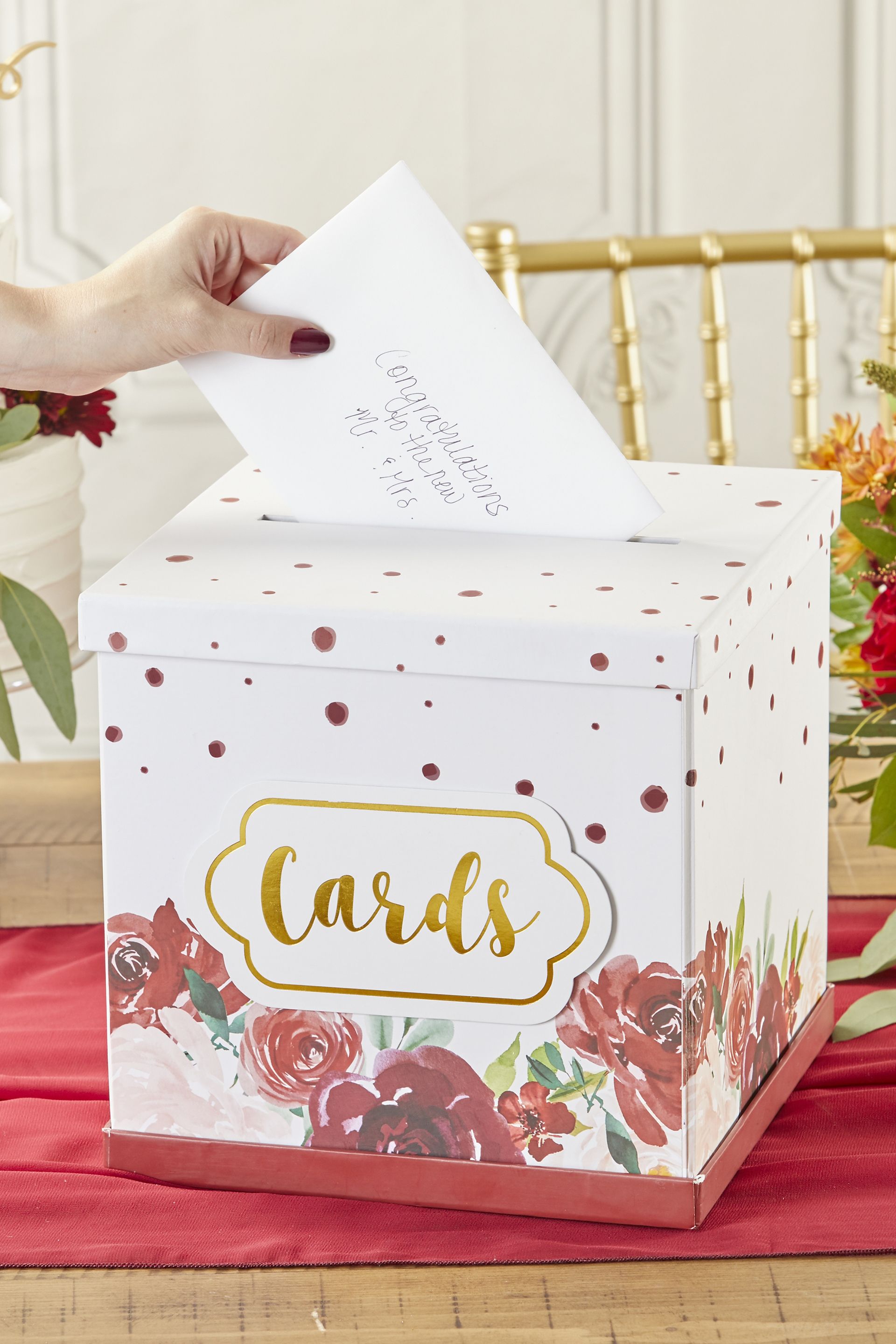Picture of Burgundy Blush Floral Collapsible Card Box