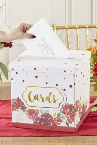 Picture of Burgundy Blush Floral Collapsible Card Box