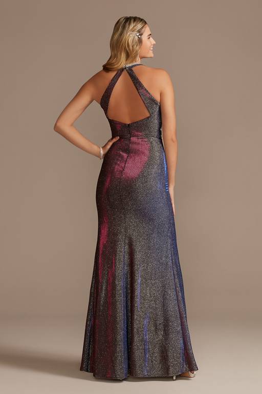 sparkly metallic dress Colors 2987 45705 Iridescent Sparkle Metallic Mini Dress is designed to make a statement Sparkly Gold Halter Metallic Ruched