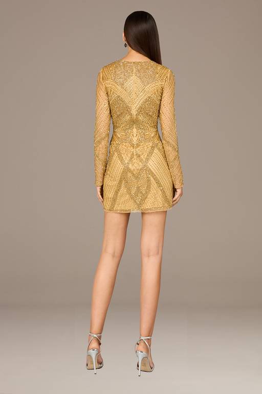 fall long sleeve cocktail dress Lara Long Sleeve Beaded Cocktail Dress