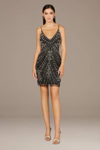View Lara Lara Spaghetti Strap Beaded V-Neck Sheath Dress in all available color and sizes Picture of Lara Spaghetti Strap Beaded V-Neck Sheath Dress