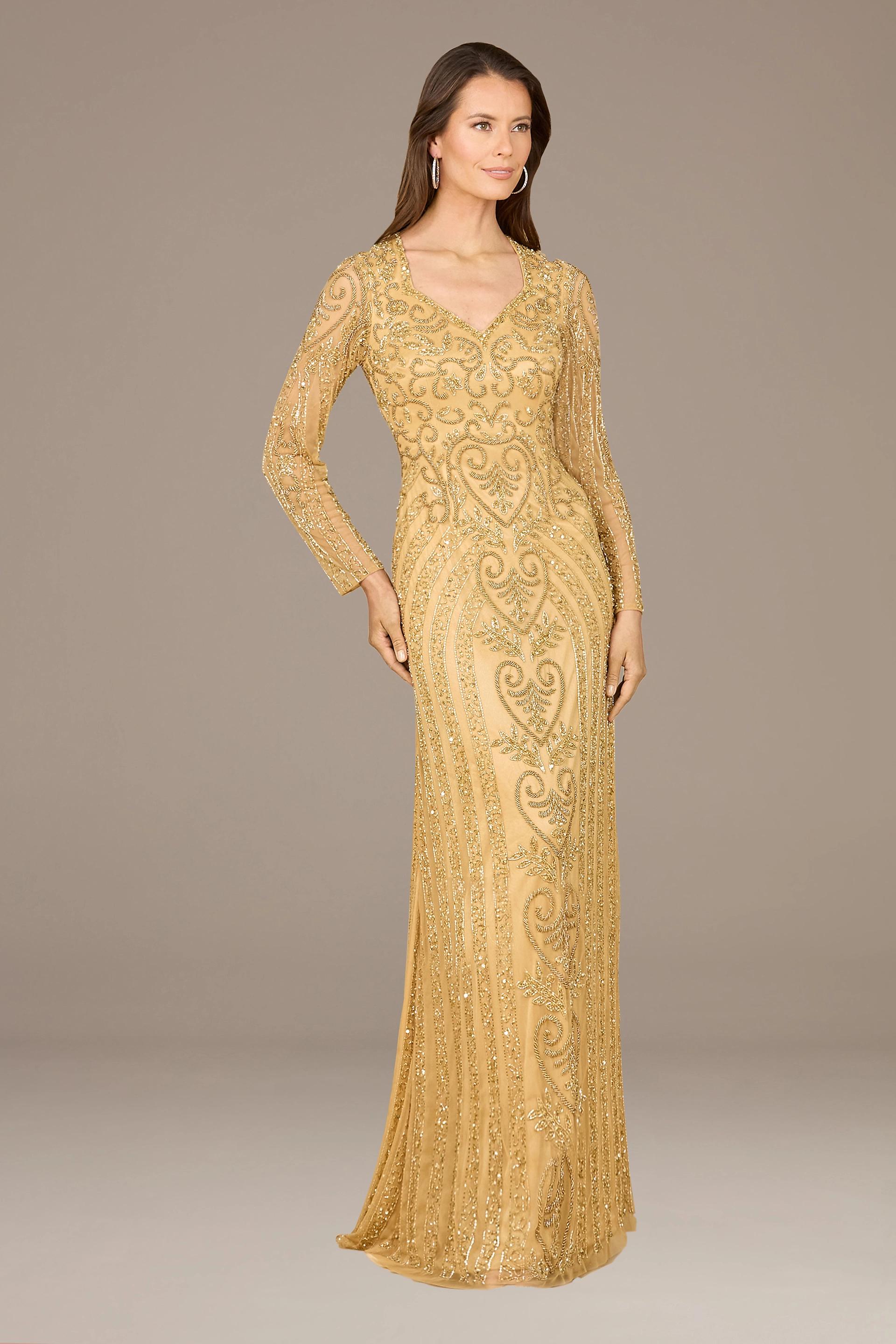 【正規品】David's Bridal セパレートドレス Lara Beaded Long Sleeve V-Neck Sheath Dress | David's Bridal