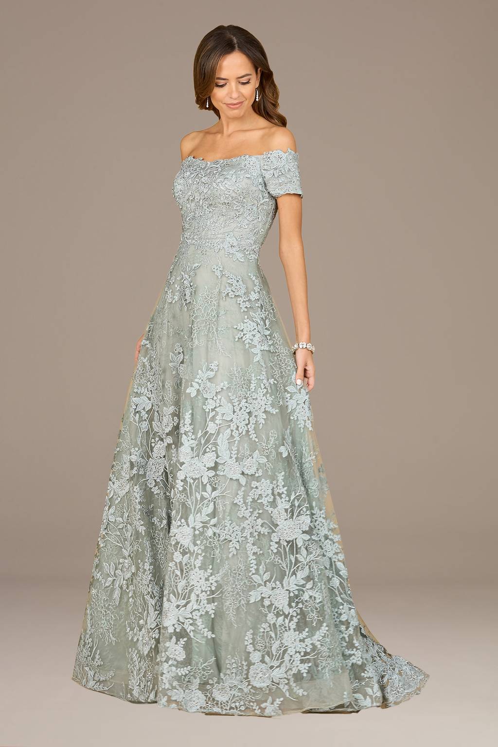 lara dresses Long Sleeve High Neck Gown Womens Lara Long Sleeve Lace Gown Lara Off-the-Shoulder Embroidered Ball Gown