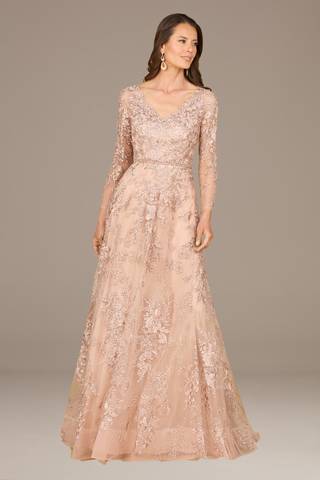 Picture of Lara V-Neck Long Sleeve Embroidered Dress