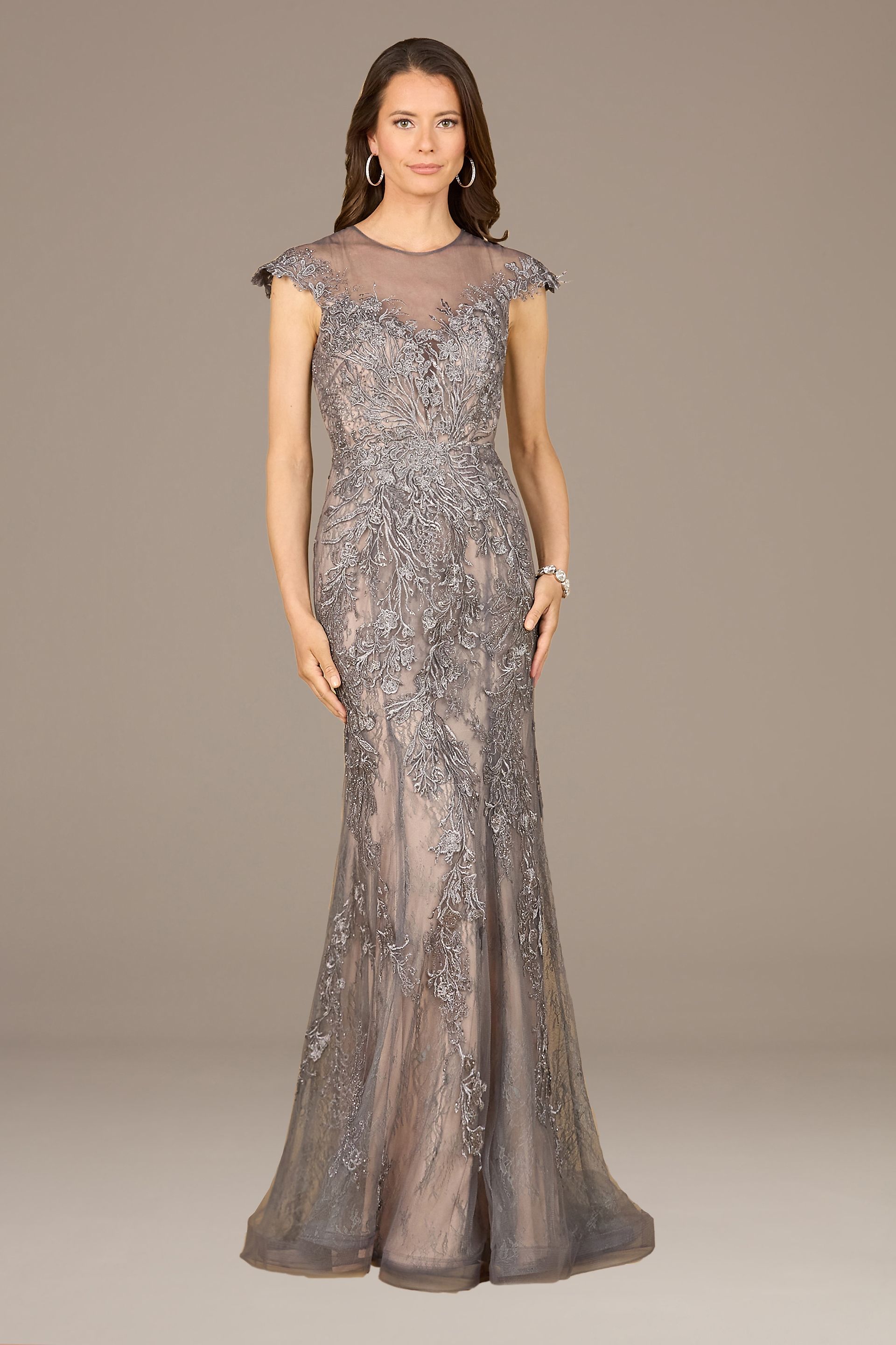 Picture of Lara Cap Sleeve Embroidered Mermaid Dress