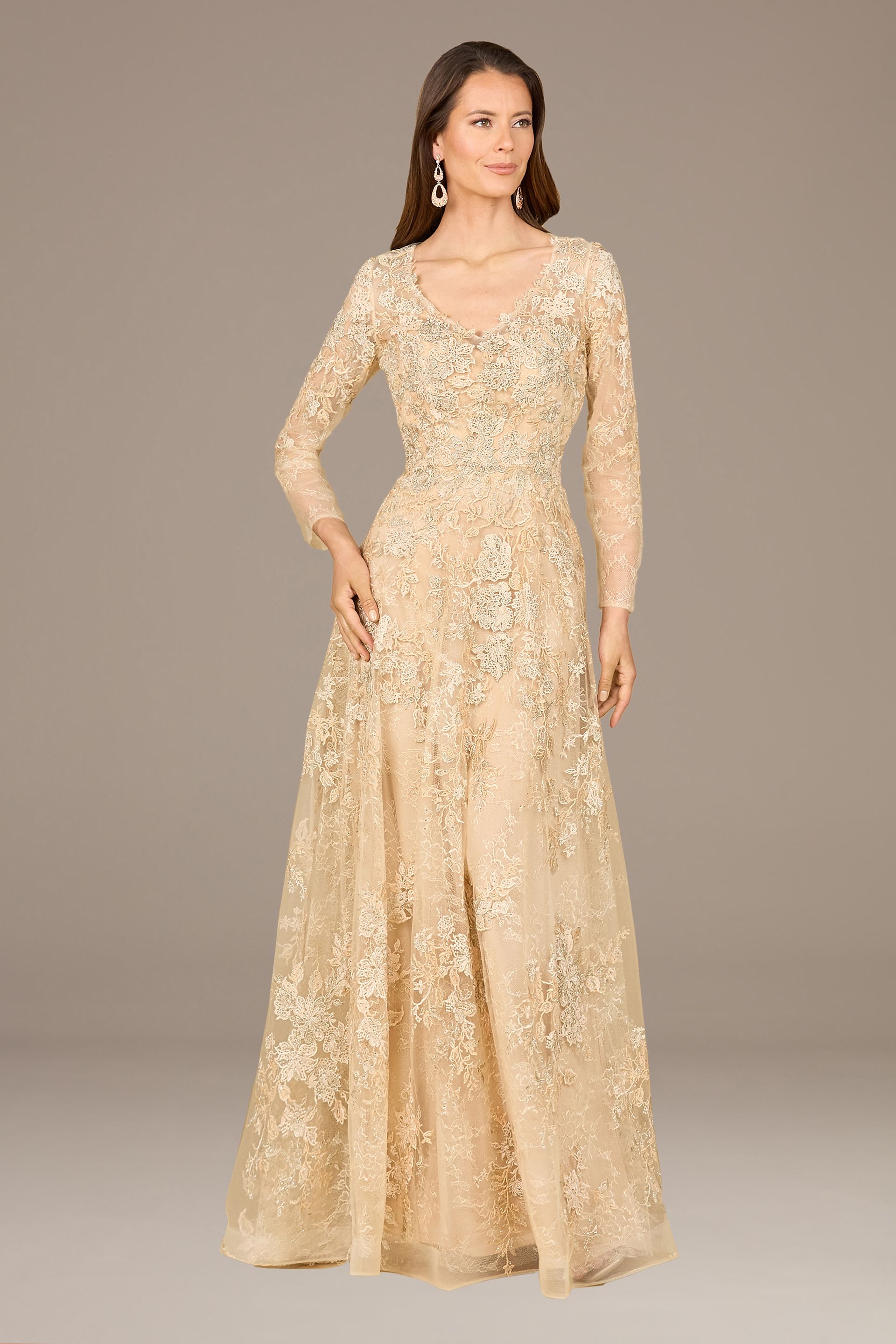 Lara Beaded Long Sleeve Short Dress | David's Bridal