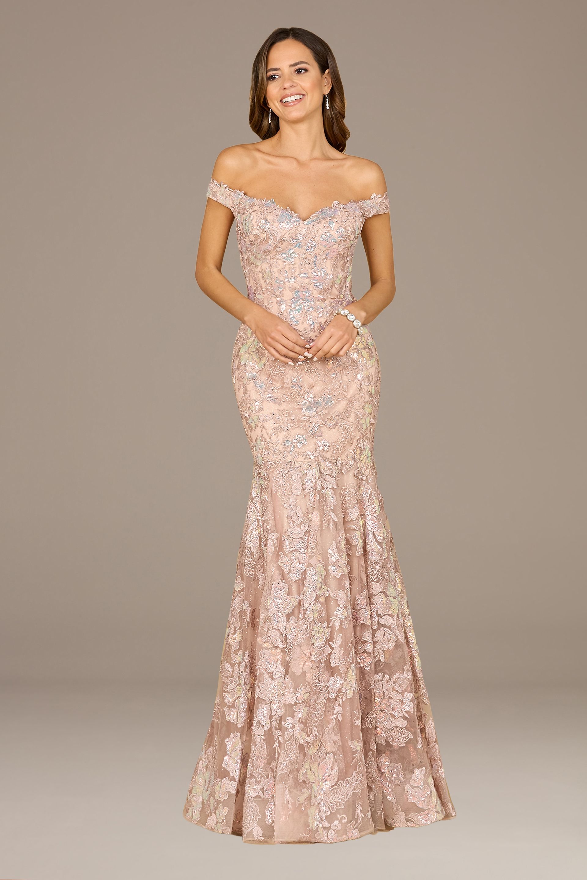 Picture of Lara Embroidered Off-the-Shoulder Mermaid Dress