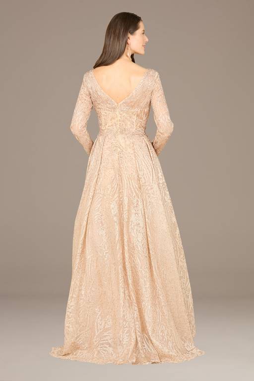 long sleeve mob dress GL3832 Long Sleeves MOB/MOG Dress With Overskirt