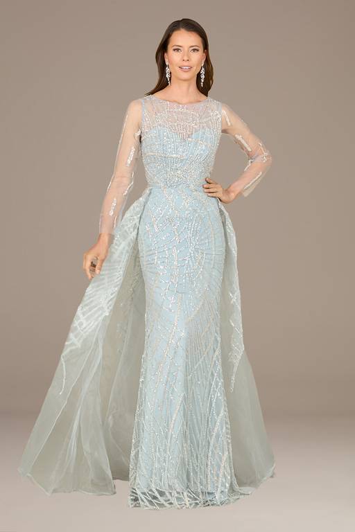 organza long sleeve dress Organza V Neck Long Sleeve Lace Up Back Ballgown with Embellished Appliques missy / 4 / White