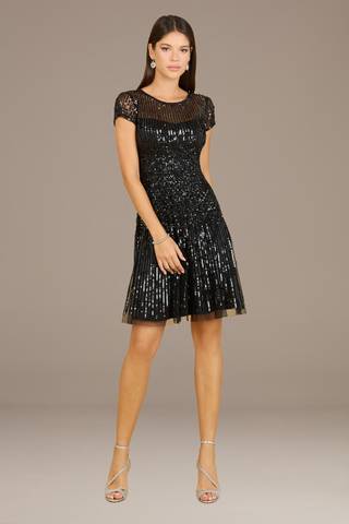 View Lara Lara Cap Sleeve Beaded A-Line Short Dress in all available color and sizes Picture of Lara Cap Sleeve Beaded A-Line Short Dress