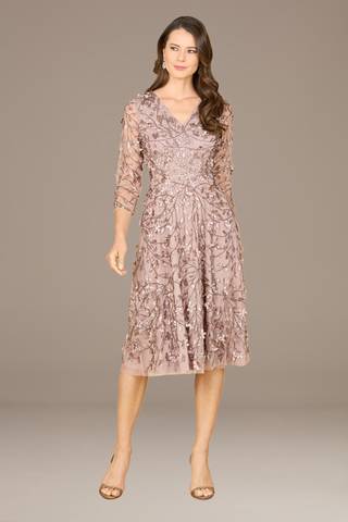 Picture of Lara Floral Embroidered V-Neck Midi Dress