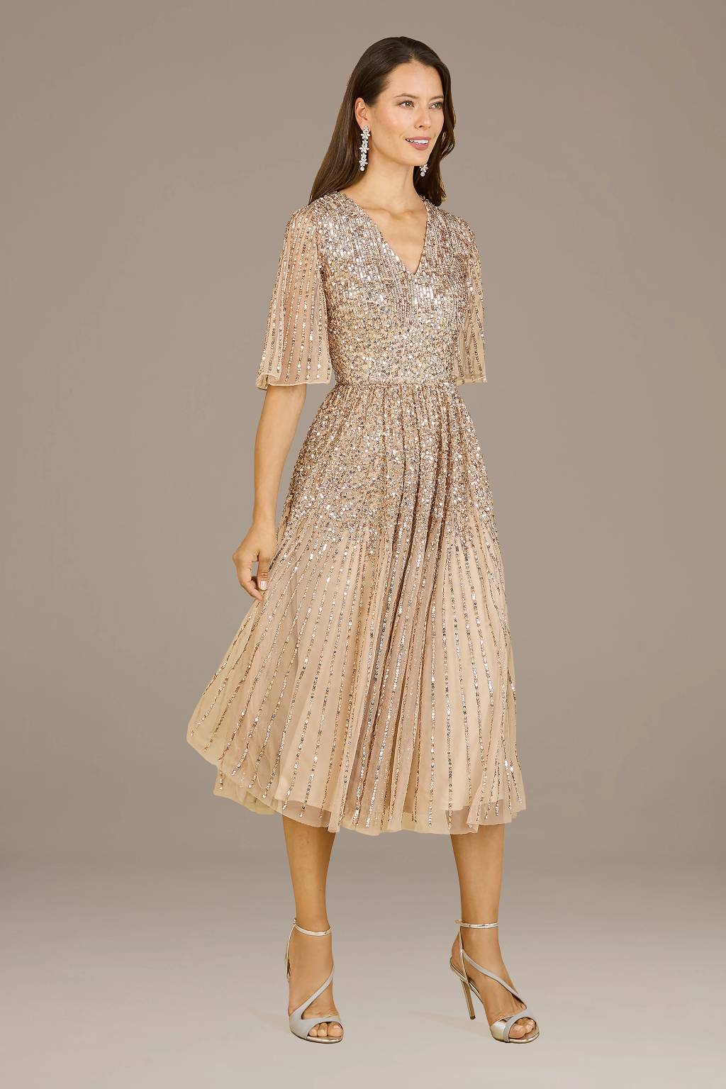 tea length sequin dress Tea Length Sequin Dress by Cinderella Divine CH189S