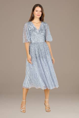Picture of Lara Irene Tea Length Sequin Tulle A-Line Dress