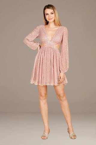 Picture of Lara Long Sleeve Sequin Mini Dress with Cutouts