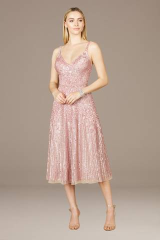 Picture of Lara Sequin Midi Dress with Spaghetti Straps