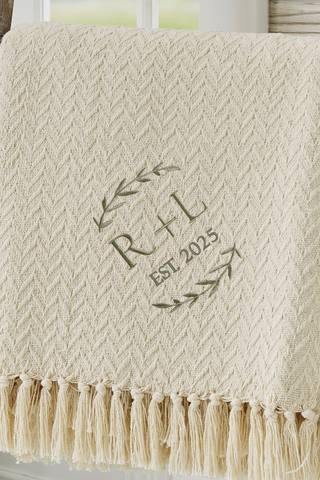 Picture of Their Initials Wedding Embroidered Afghan