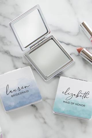 View Personalization Mall Watercolor Bridesmaid Personalized Compact Mirror in all available color and sizes Picture of Watercolor Bridesmaid Personalized Compact Mirror