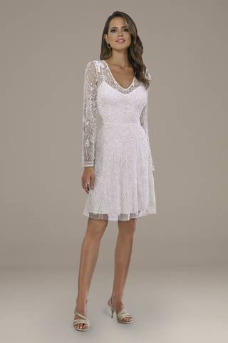 View Lara Lara Eliza Beaded A-Line Bell Sleeve Mini Dress in all available color and sizes Picture of Lara Eliza Beaded A-Line Bell Sleeve Mini Dress