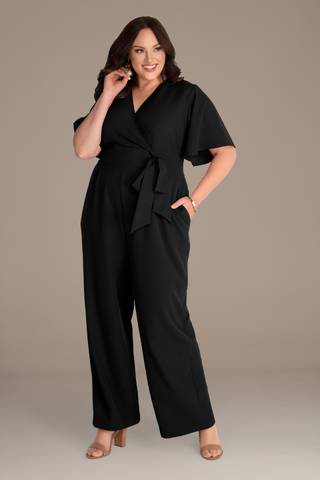 Picture of Crepe Plus Jumpsuit with Flutter Sleeve