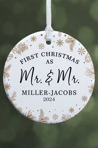 View Personalization Mall Gold Foliage Wedding Personalized Ornament in all available color and sizes Picture of Gold Foliage Wedding Personalized Ornament