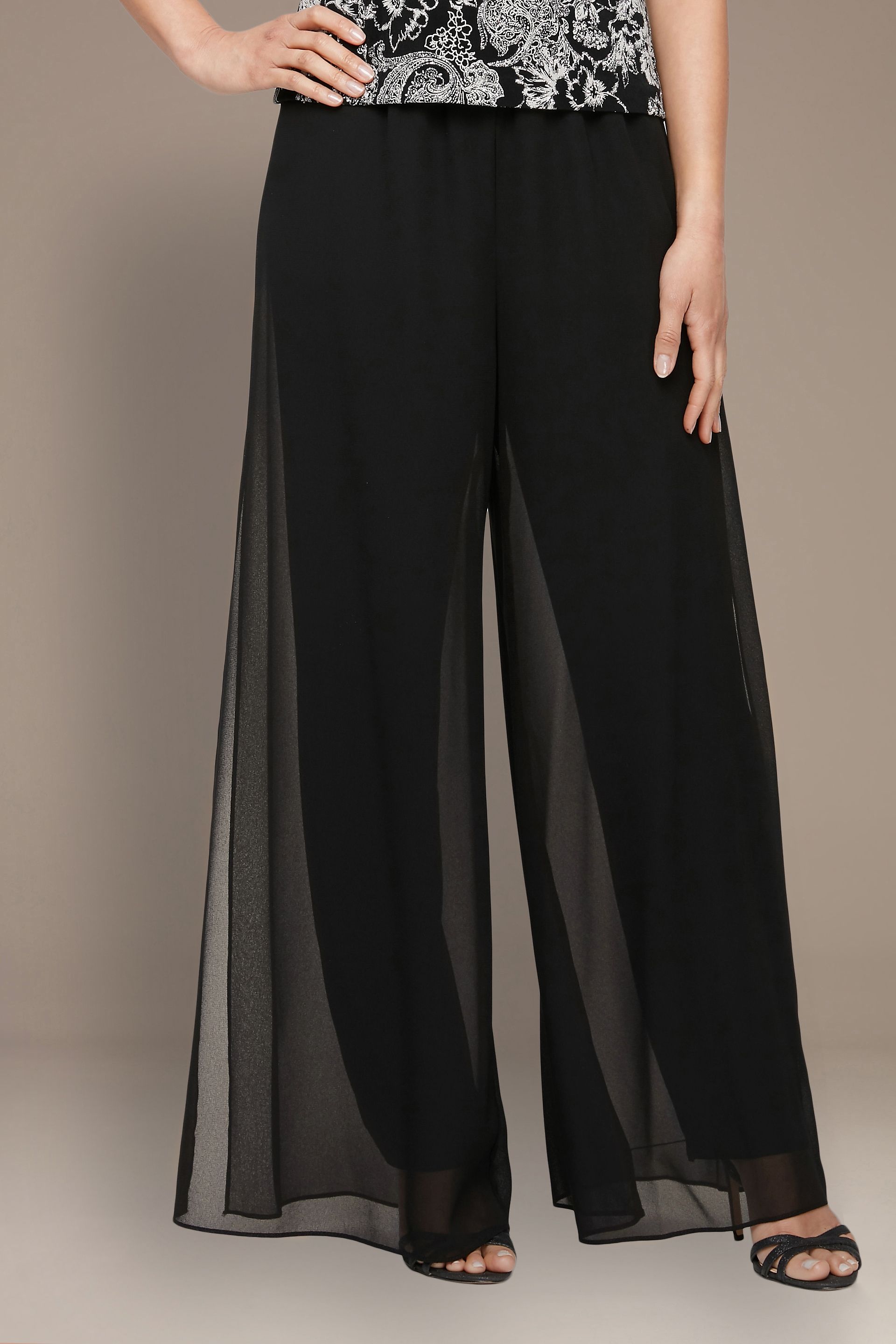Picture of Wide-Leg Chiffon Pants with Side Slits