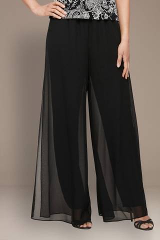 Picture of Wide-Leg Chiffon Pants with Side Slits