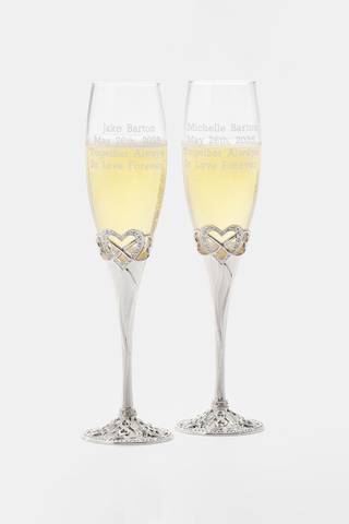 Picture of Engraved Infinity Heart Wedding Flute Set