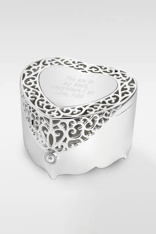 Picture of Engraved Scroll Heart Keepsake Box