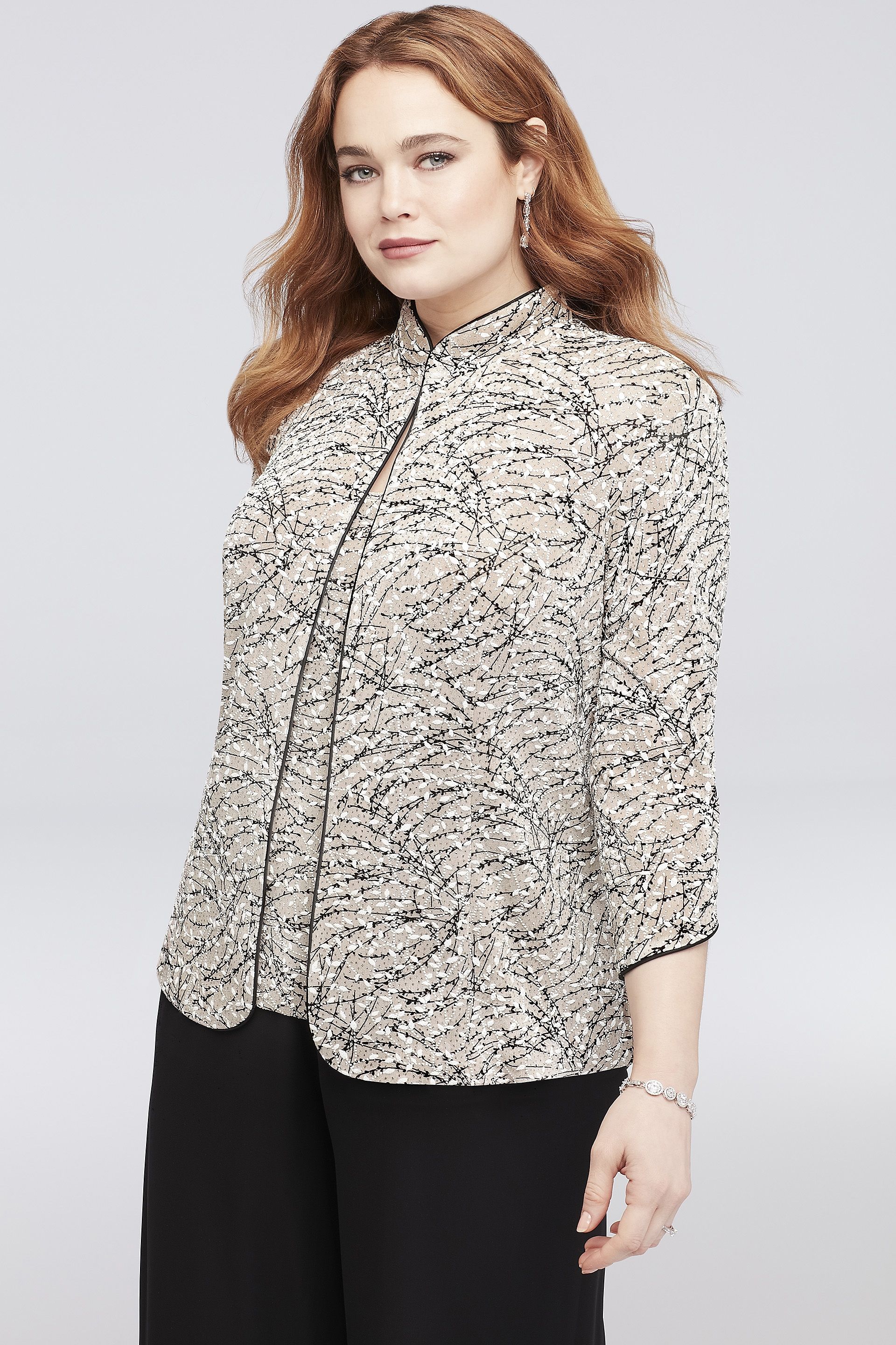 Picture of Glitter Print Plus Tank and Jacket Two-Piece Set