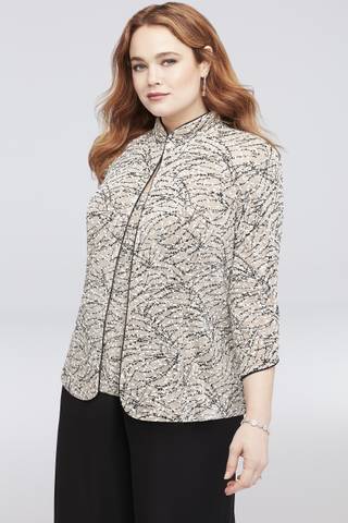 Picture of Glitter Print Plus Tank and Jacket Two-Piece Set