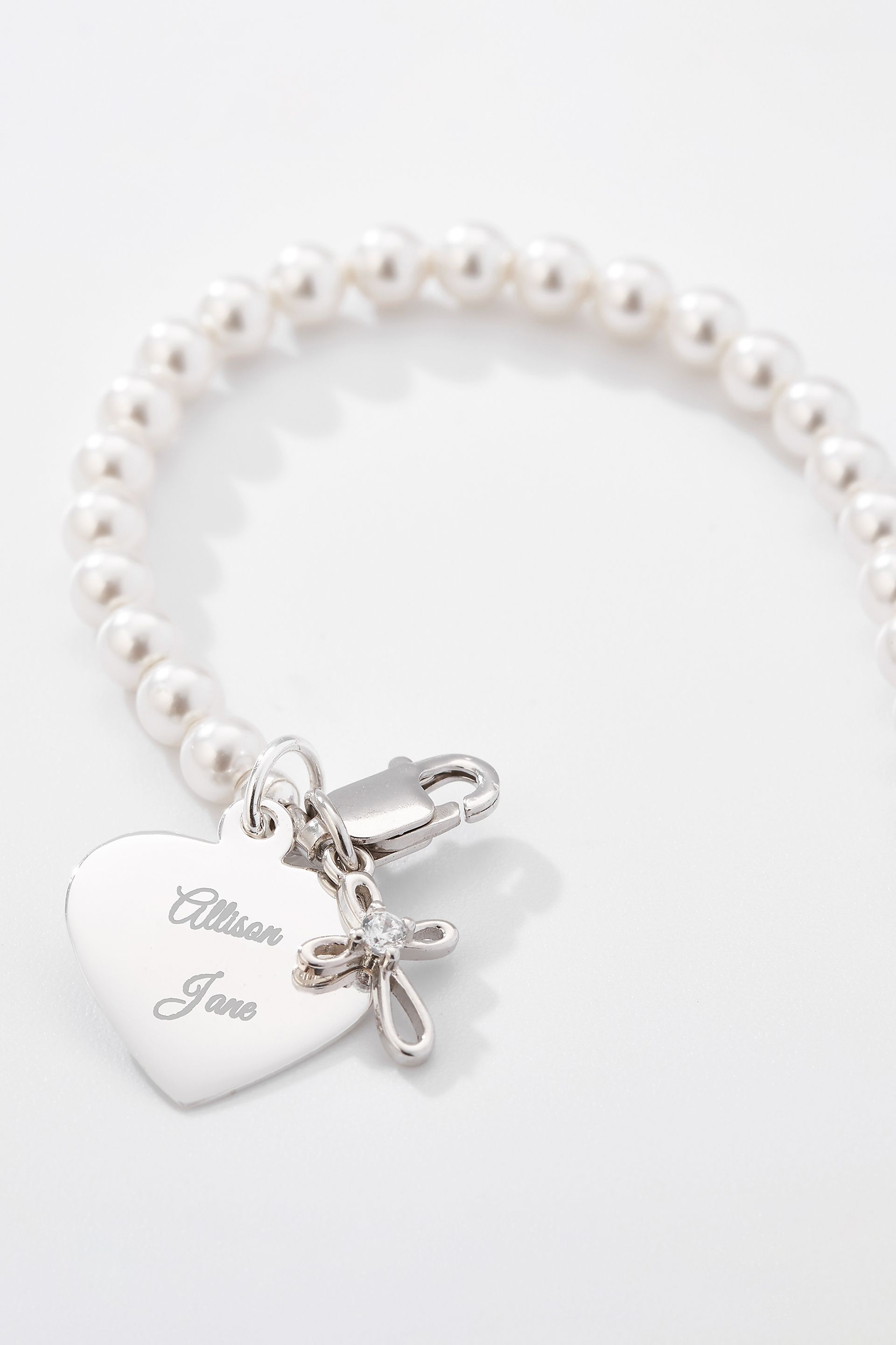 Picture of Engraved Baptism Sterling Silver Beaded Bracelet