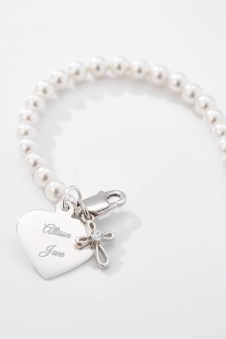 View Things Remembered Engraved Baptism Sterling Silver Beaded Bracelet in all available color and sizes Picture of Engraved Baptism Sterling Silver Beaded Bracelet