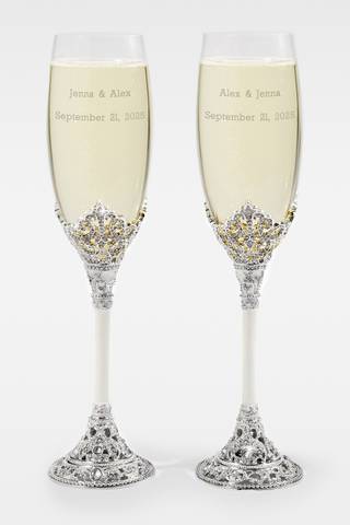 Picture of Engraved Wedding  Anniversary Cathedral Flute Set