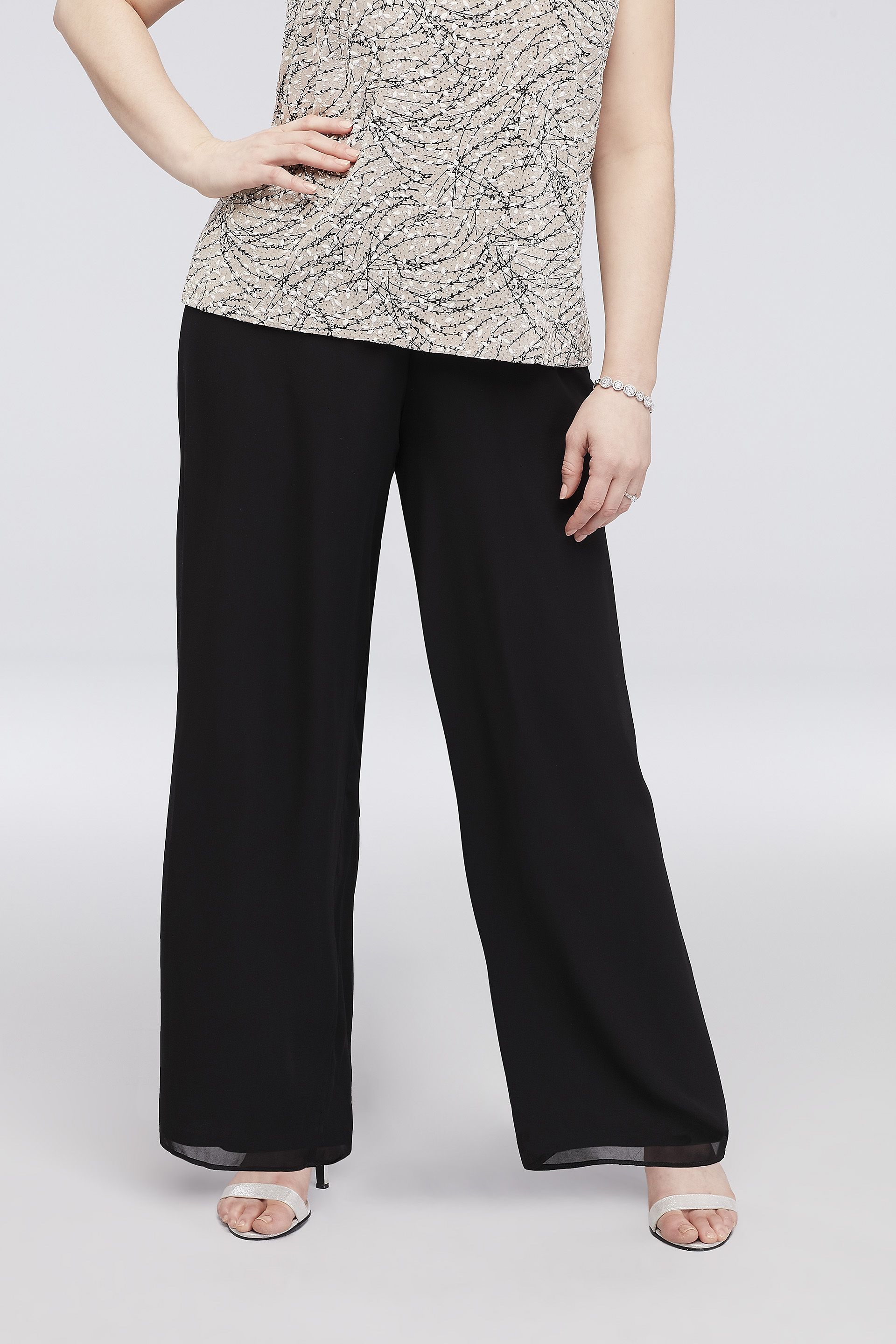 Picture of Chiffon Straight-Leg Plus Size Pants