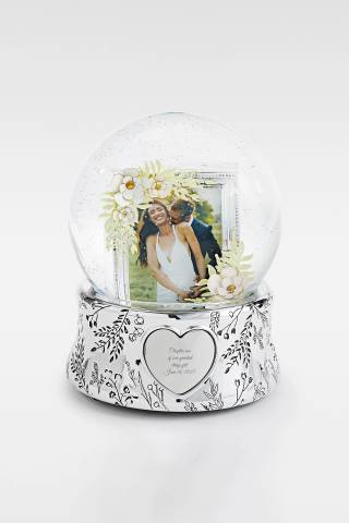 Picture of Engraved Floral Wedding Photo Snow Globe