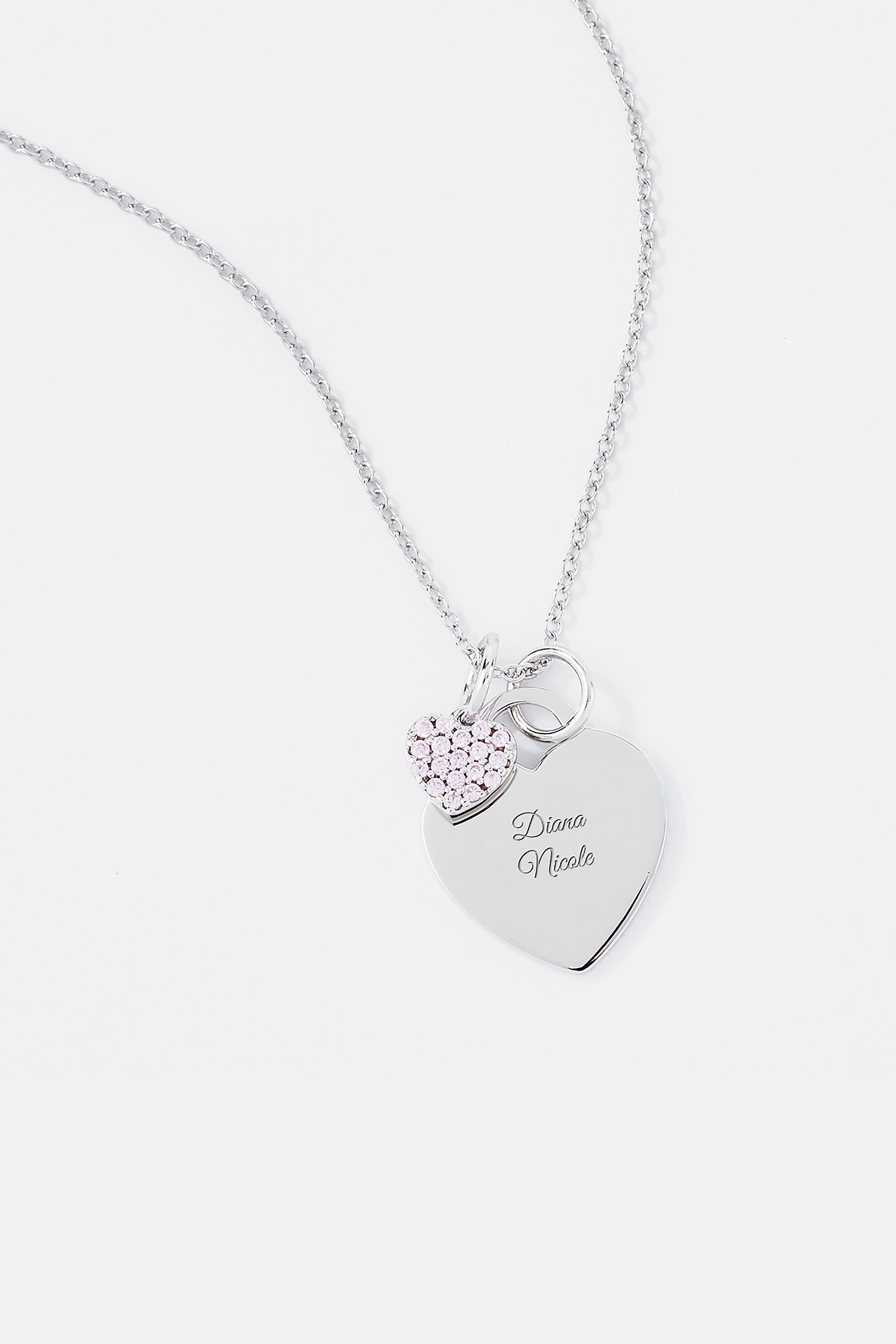 Picture of Engraved Childrens Sterling Pink Heart Necklace