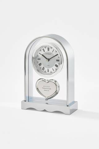 Picture of Engraved Silver Arch and Heart Clock