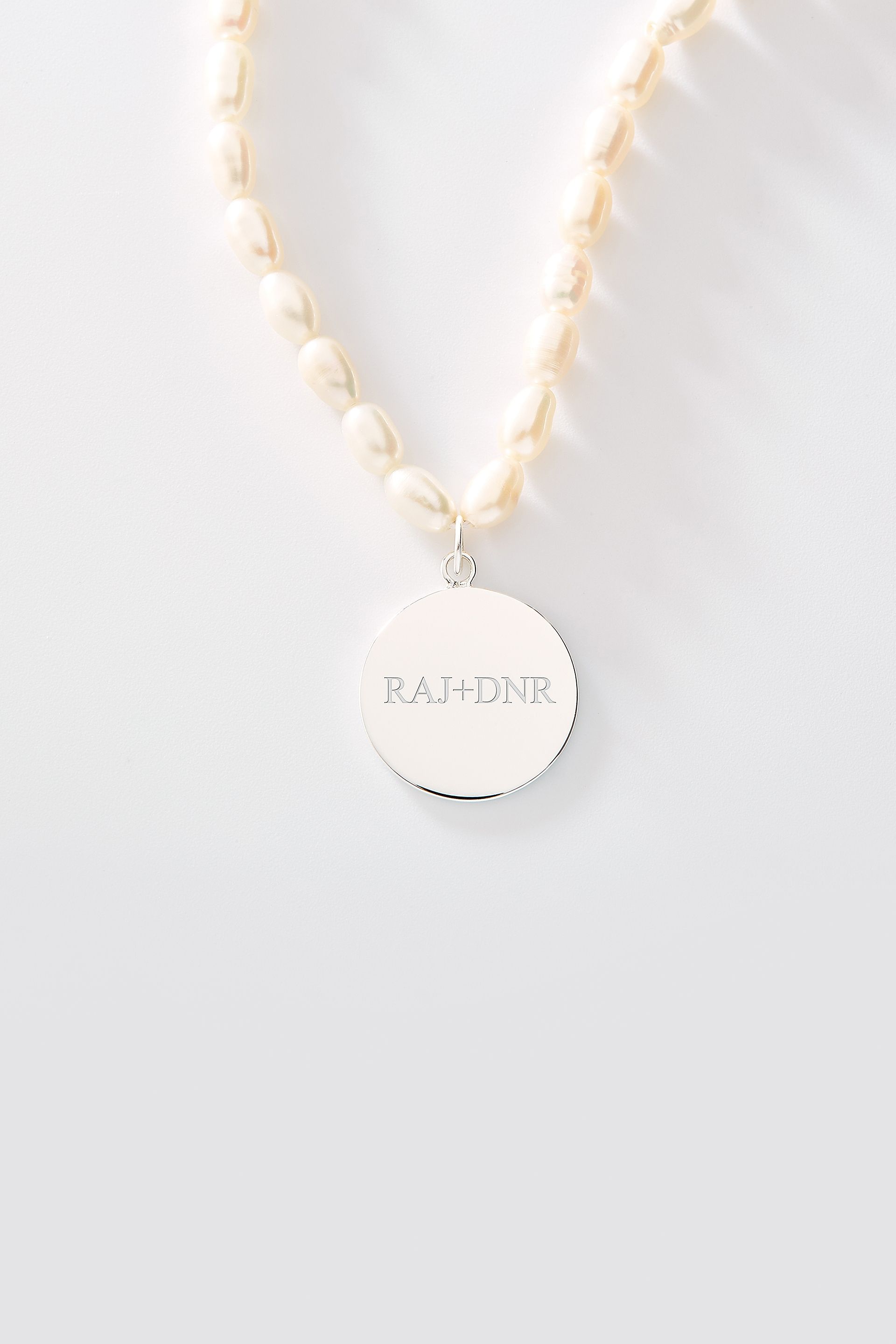 Picture of Engraved Pearl Sterling Silver Pendant Necklace