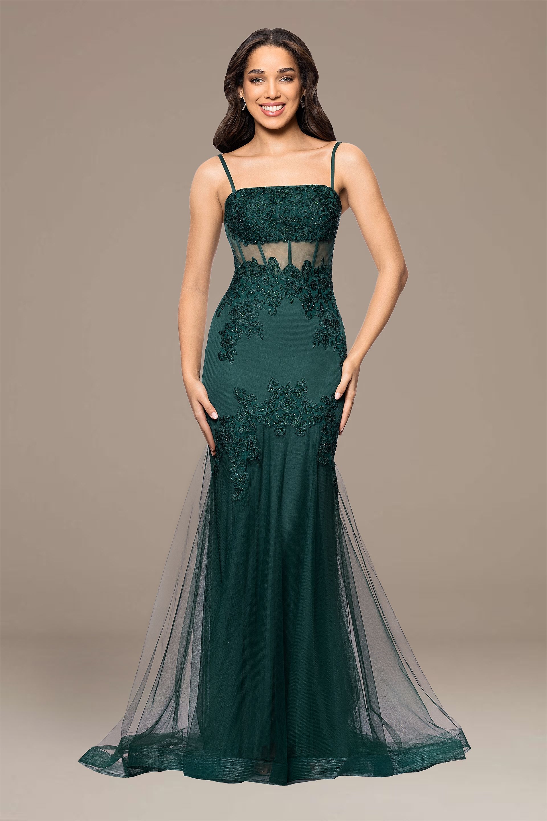 Picture of Mesh Sequin Applique Mermaid Dress
