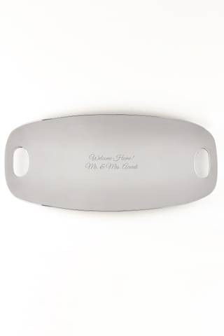 View Things Remembered Engraved Nambe Silver Large Handled Tray in all available color and sizes Picture of Engraved Nambe Silver Large Handled Tray