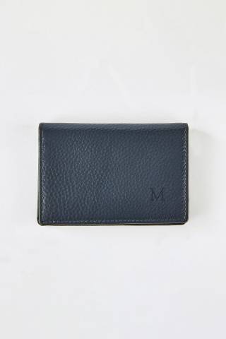 Picture of Debossed Leather Card Case in Navy
