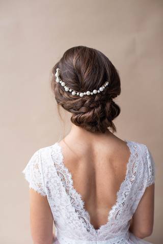 View Brides and Hairpins Gabriela Hand-Wired Pearl Halo Comb in all available color and sizes Picture of Gabriela Hand-Wired Pearl Halo Comb