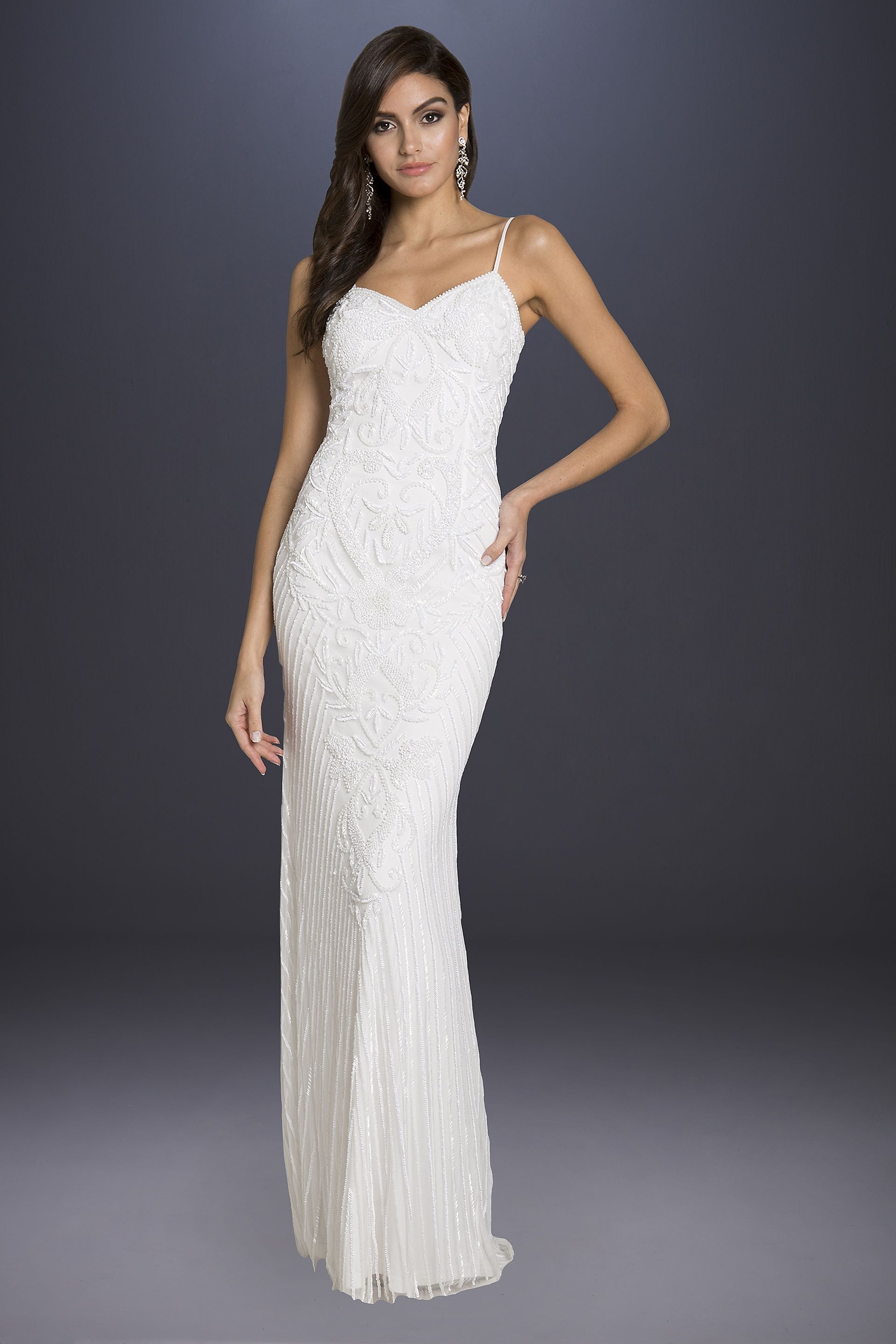 Picture of Lara Brooke Beaded Spaghetti Strap Sheath Gown