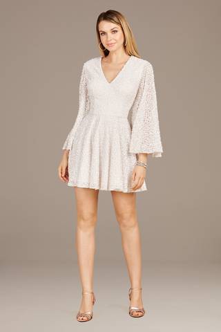 View Lara Lara Hayden Beaded Flutter Sleeve Short Dress in all available color and sizes Picture of Lara Hayden Beaded Flutter Sleeve Short Dress