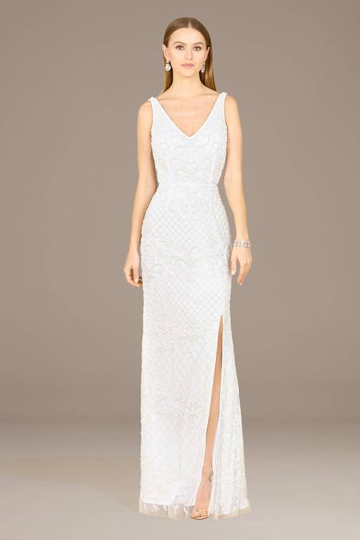lara danika floral beaded sheath wedding dress Lara Juniper Beaded Tank Sheath Wedding Dress