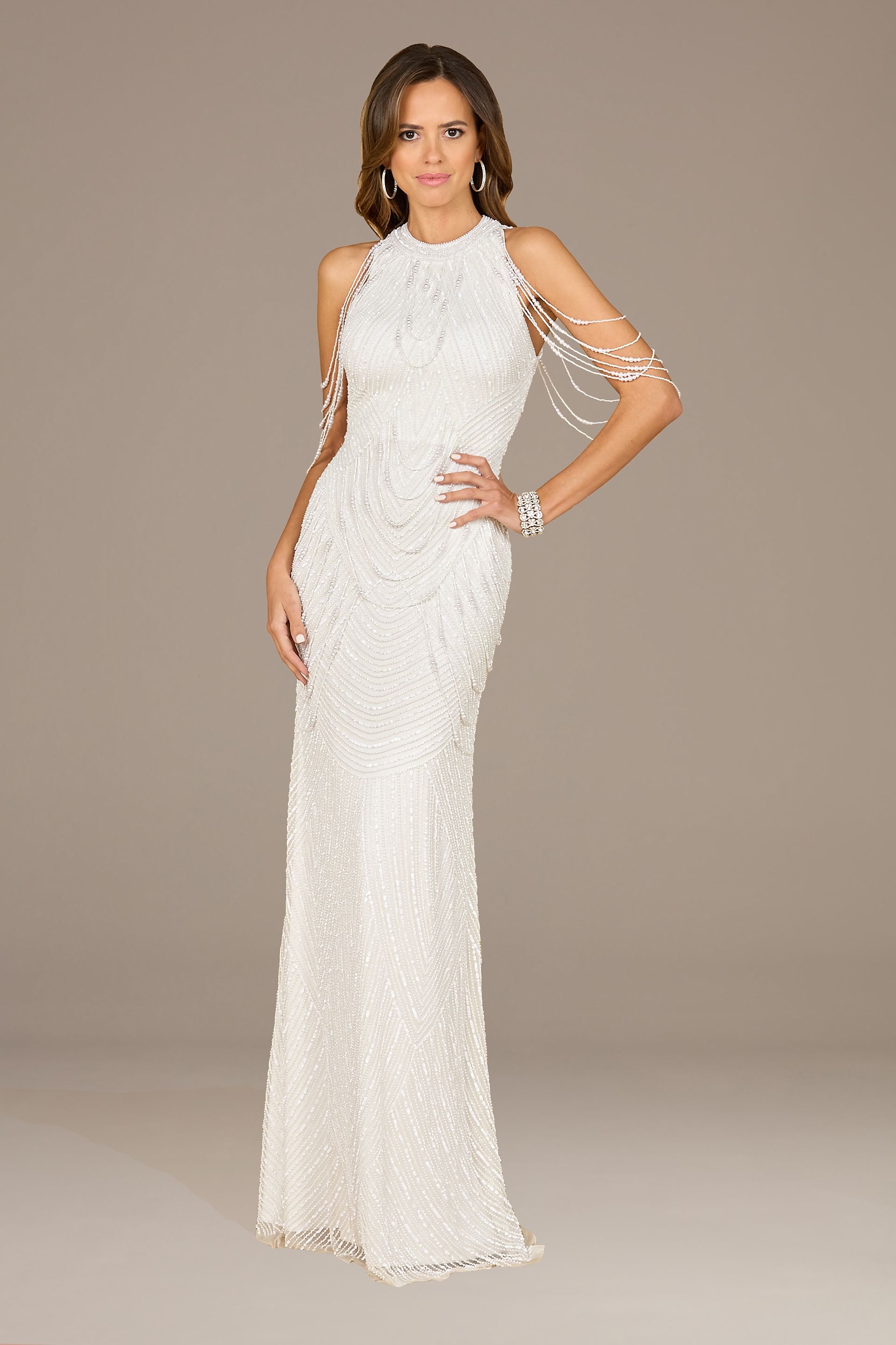 Picture of Lara Jasmine Beaded Fringe Halter Wedding Dress