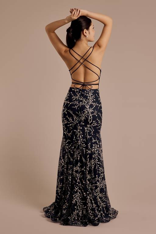 floral lace up back dress Multi Floral Midi Dress - Lace-Up Backless Dress - Ruffled Dress