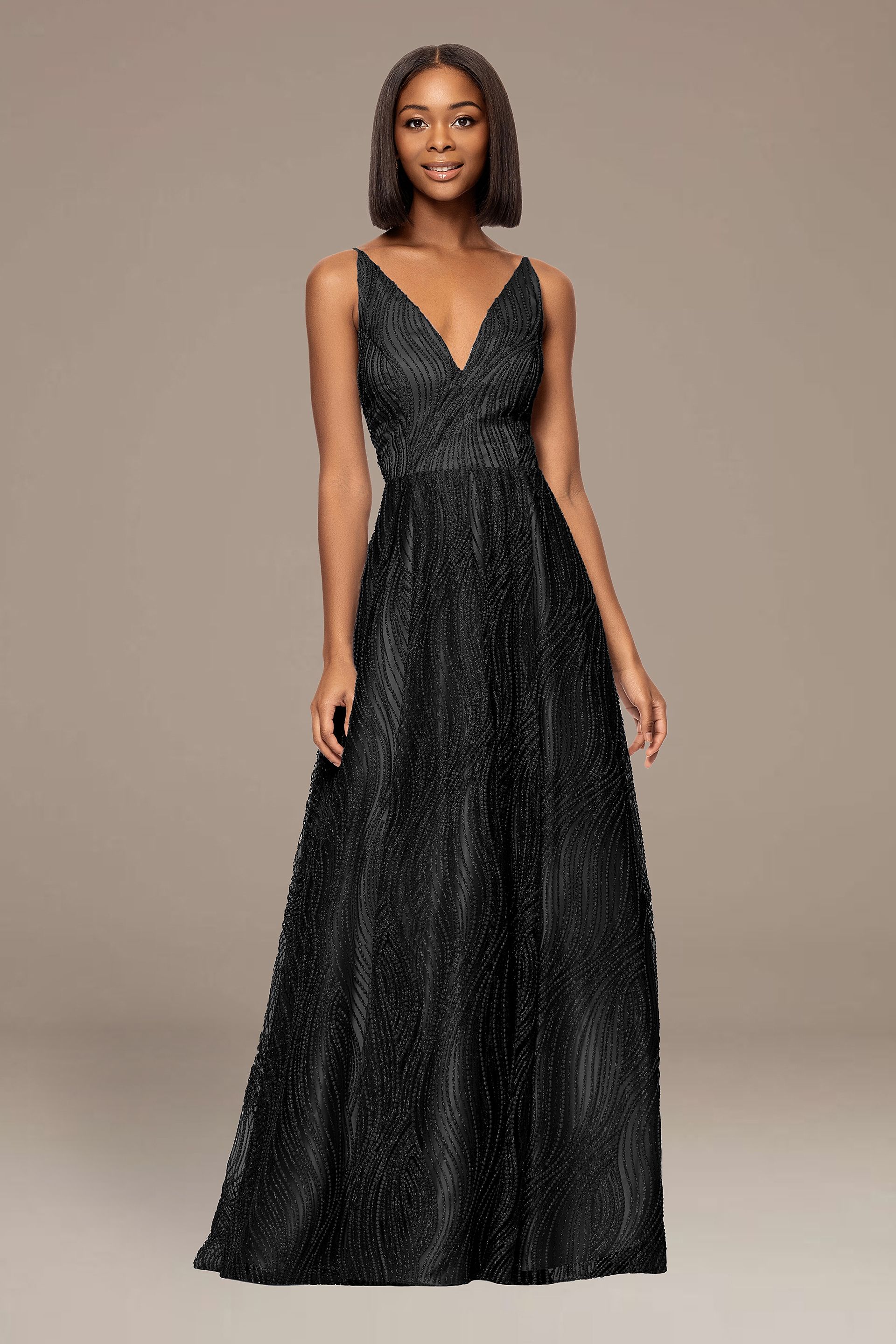 Picture of Glitter Encrusted V-Neck Ball Gown